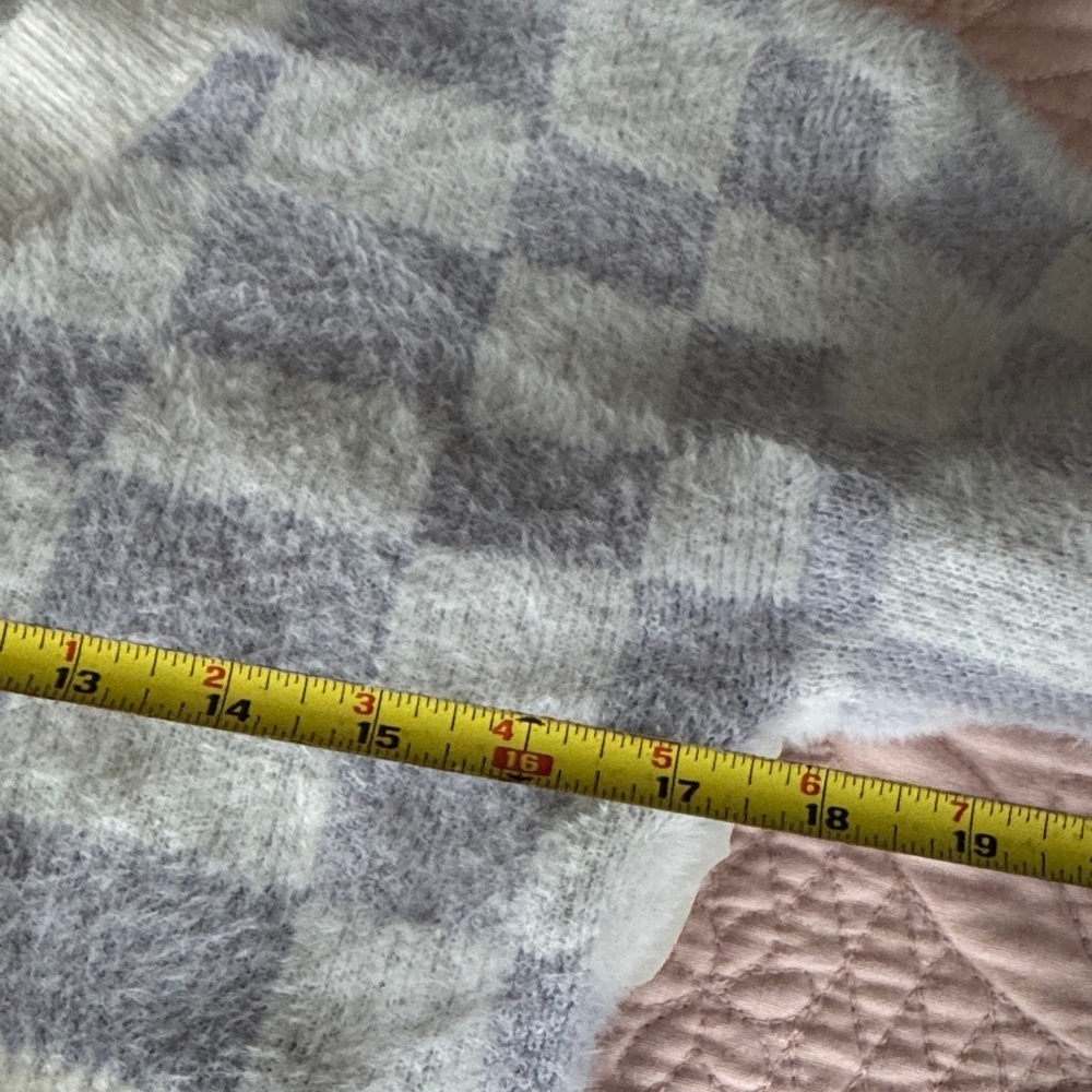 Altar'd State Cream and Purple Checkered Cropped Cardigan - Picture 11 of 13